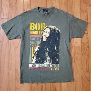 Bob Marley Shirt Large Green Uprising World Tour 1980 80s Concert Merch Tee